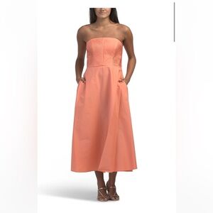 Shoshanna Strapless Coral-Peach Maxi Dress